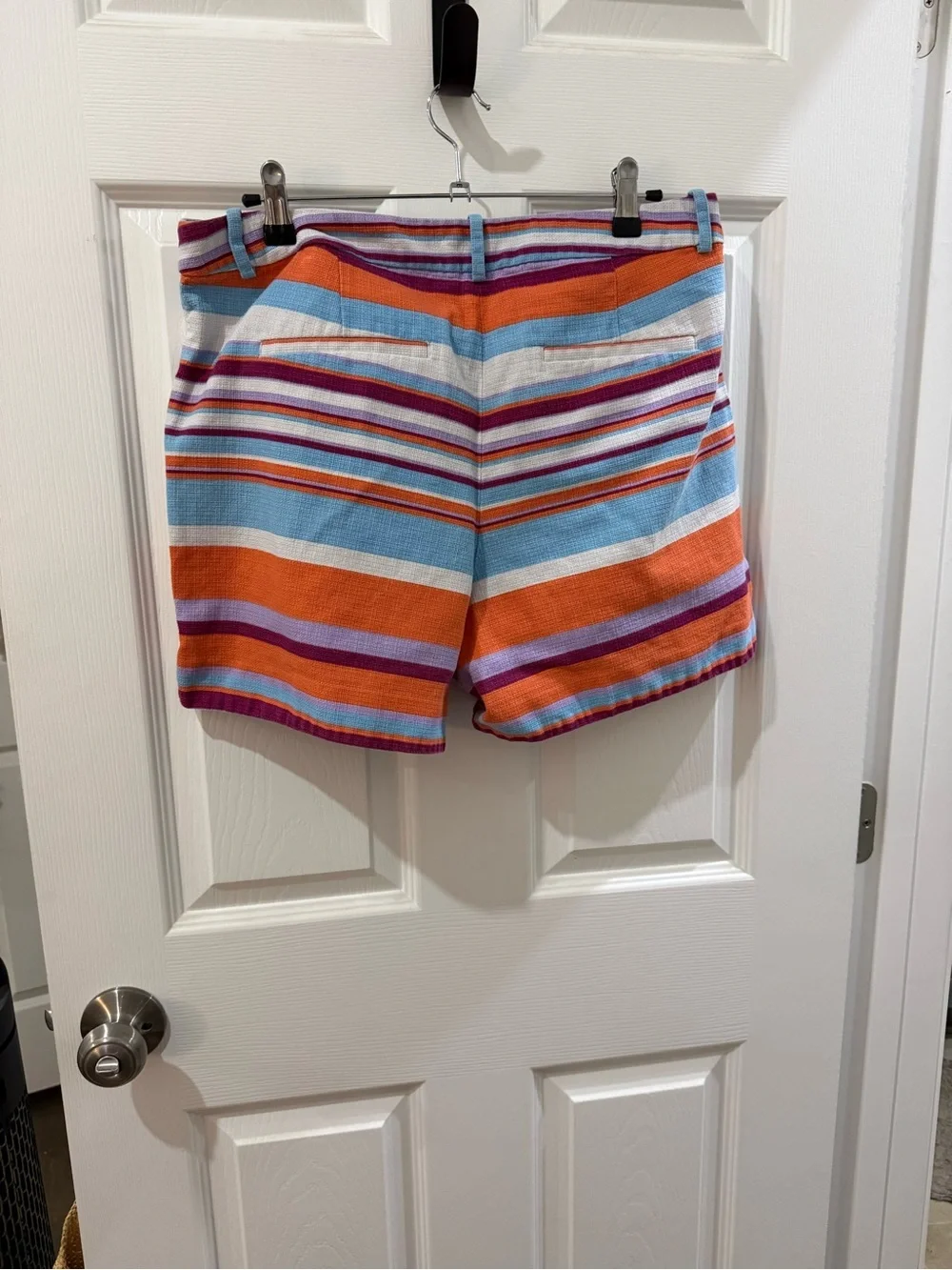 J.Crew Striped Tailored Shorts Size 12 Linen Blend Coastal Preppy 5” Inseam